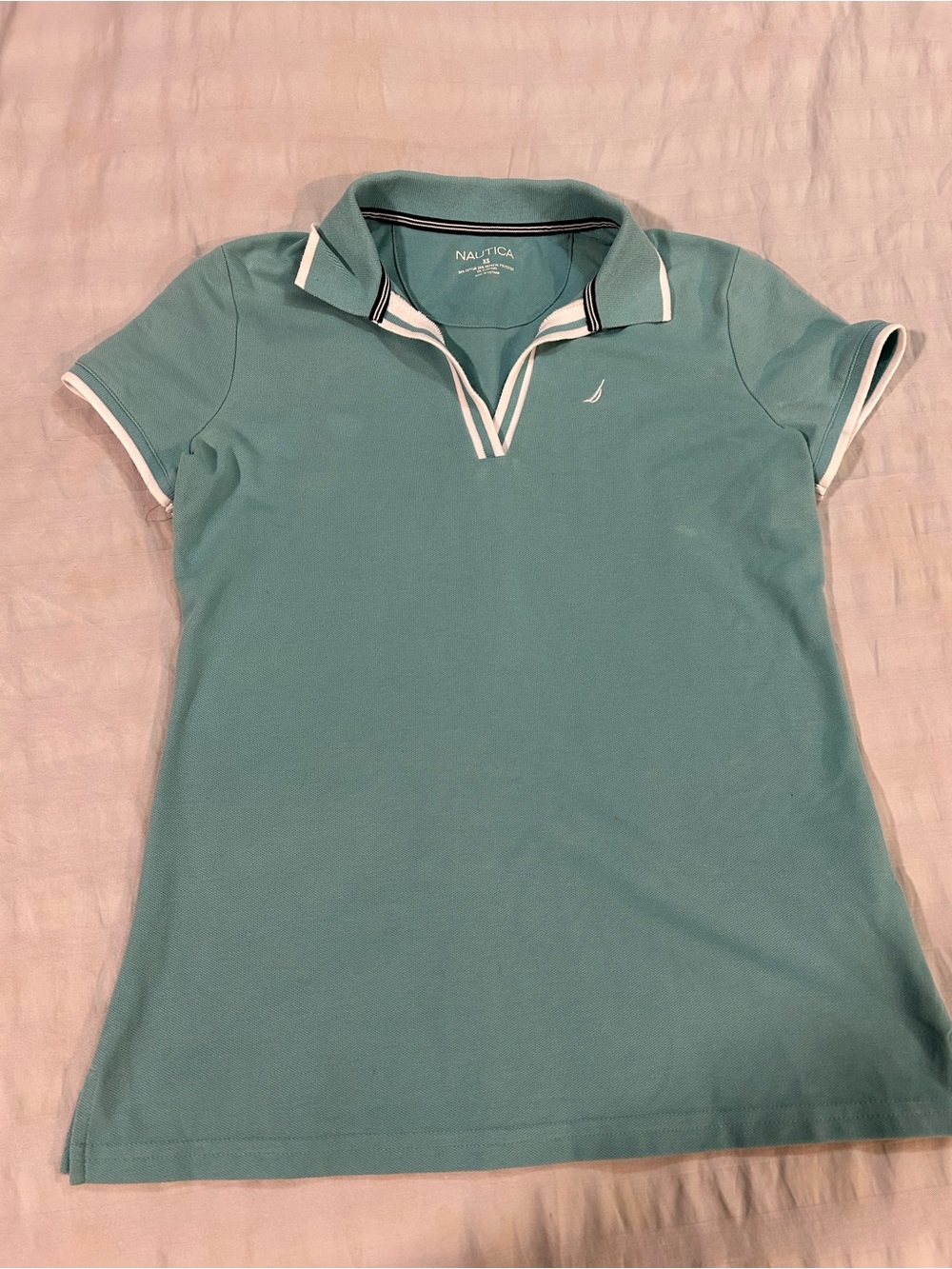 Nautica Seafoam Green Short Sleeve Polo Crop Top